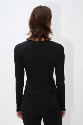 Top de sport croisé en modal - Noir — photo 3