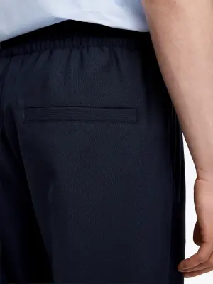 Pantalon large à enfiler en toile nattée - Bleu foncé — photo 2