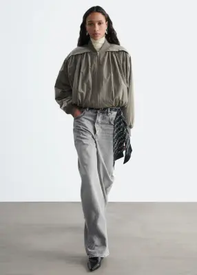 Veste style bomber froncée - Taupe — photo 4
