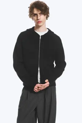 Sweat à capuche zippé confectionné - Noir — photo 2
