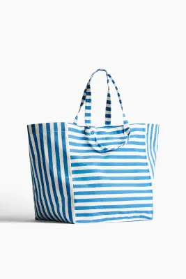 Sac de plage en toile de coton - Bleu/rayé — photo 1