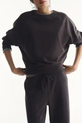 Pantalon jogger à jambes larges - Gris truffe — photo 2