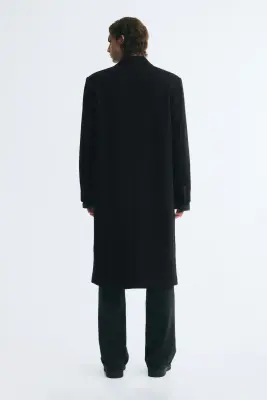 Manteau à fermeture croisée en laine mélangée - Noir — photo 3
