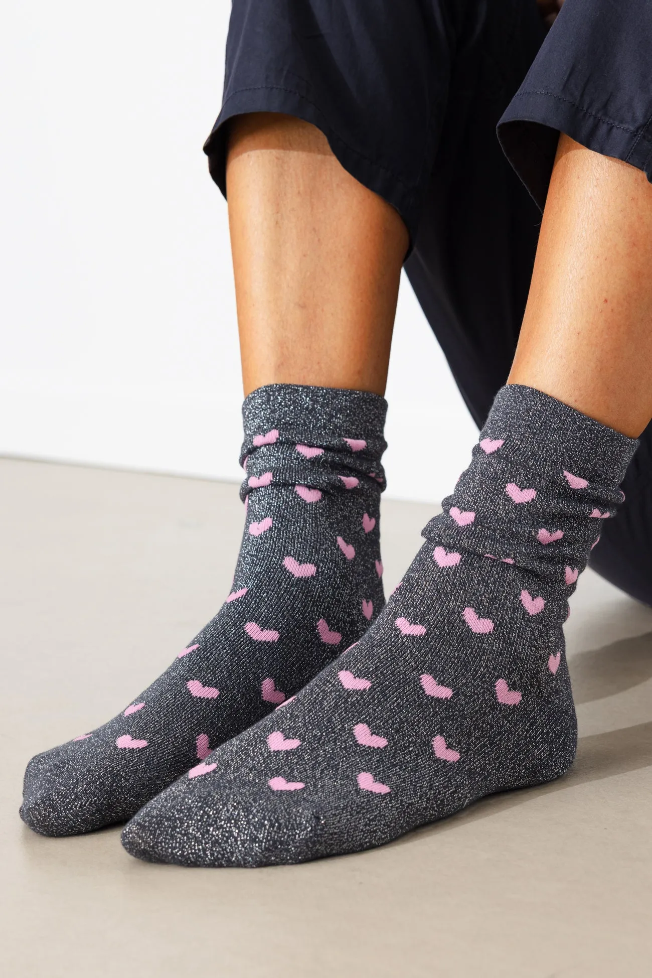 Chaussettes pailletées coeurs