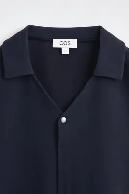 CHEMISE À MANCHES COURTES EN JERSEY MILANO - BLEU MARINE — photo 5