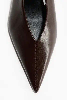Escarpins à bride arrière avec talon kitten heel - Marron foncé — photo 3