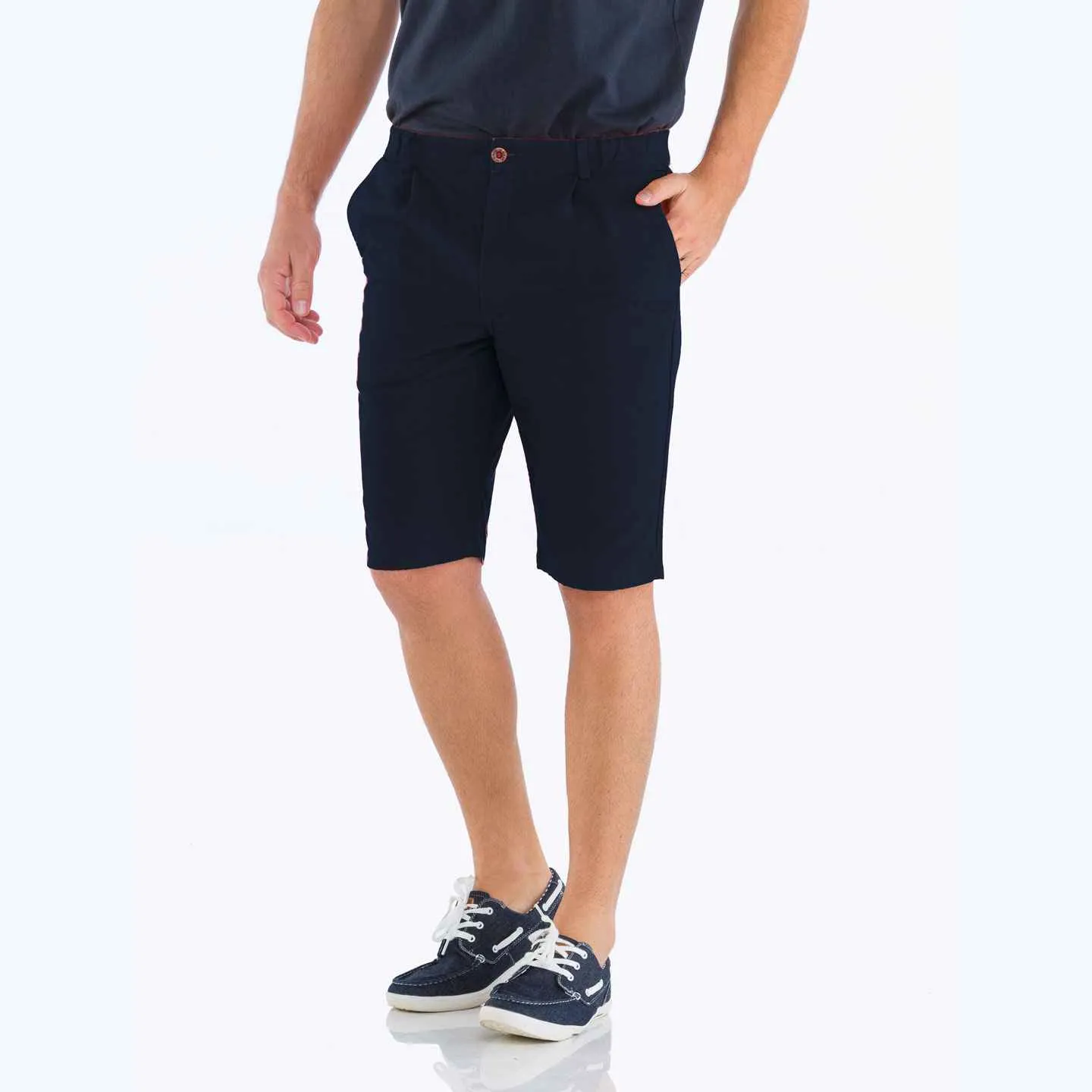 Bernicle, Bermuda en toile Bio droit - Toile Navy
