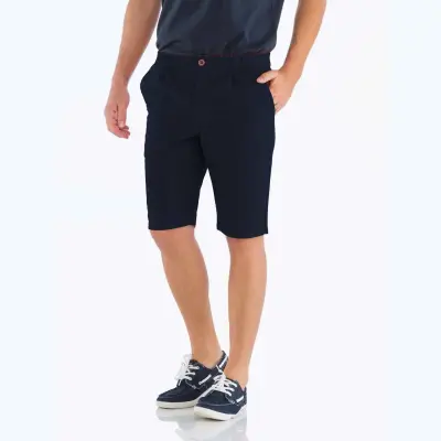 Bernicle, Bermuda en toile Bio droit - Toile Navy — photo 1