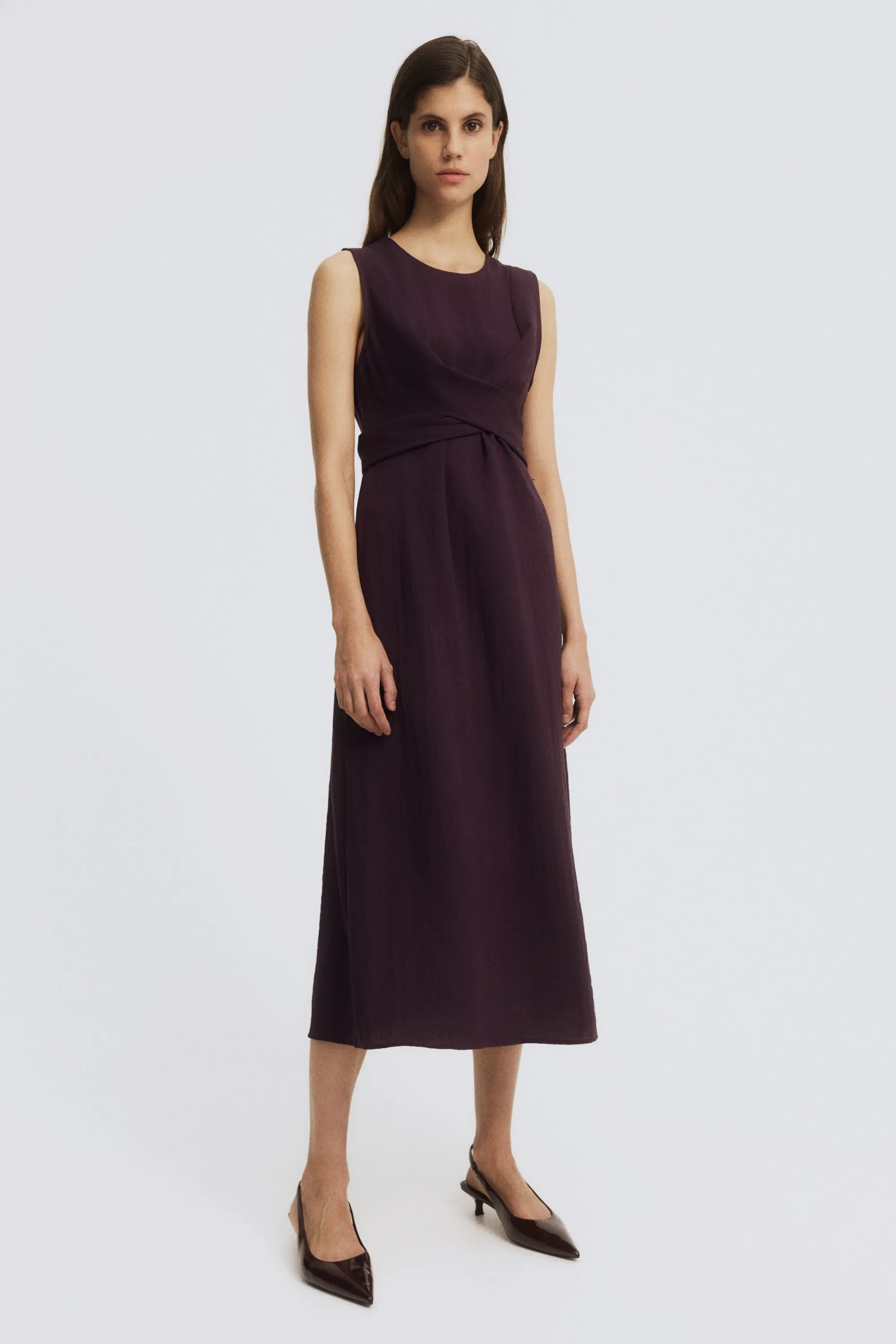 MAMA Robe d'allaitement à nouer dans le dos - Violet prune foncé