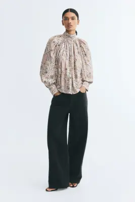 Blouse à manches ballon - Beige clair/motif paisley — photo 1