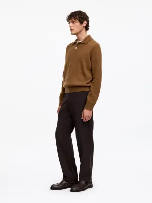 Polo en maille de laine mélangée - Rouille — photo 2