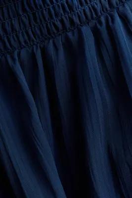 Jupe smockée en mousseline - Bleu marine — photo 4