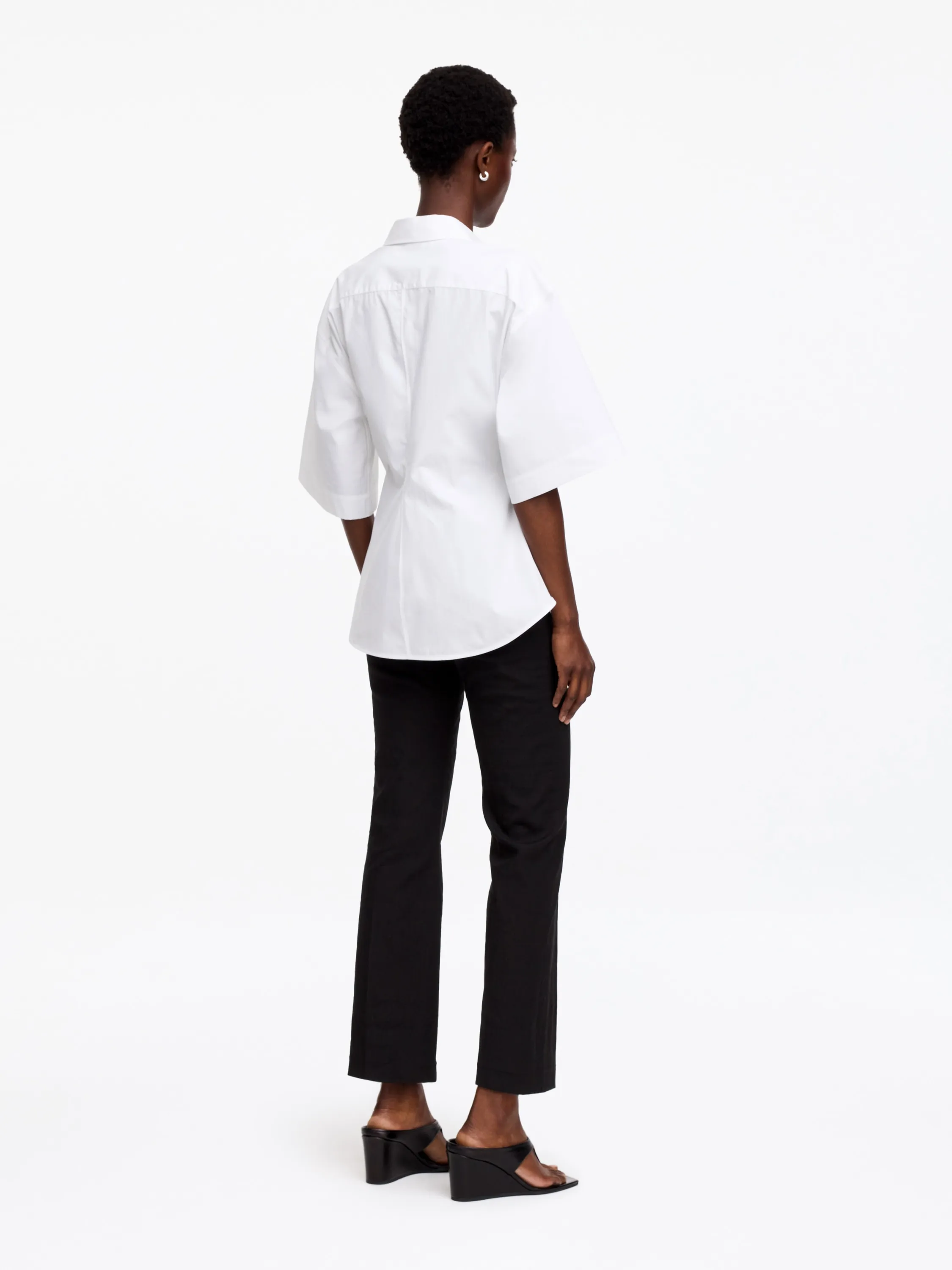 Chemise cache-cœur en coton - Blanc