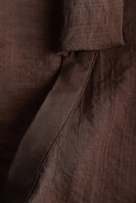 Chemise texturée avec détail à nouer - Marron foncé — photo 2
