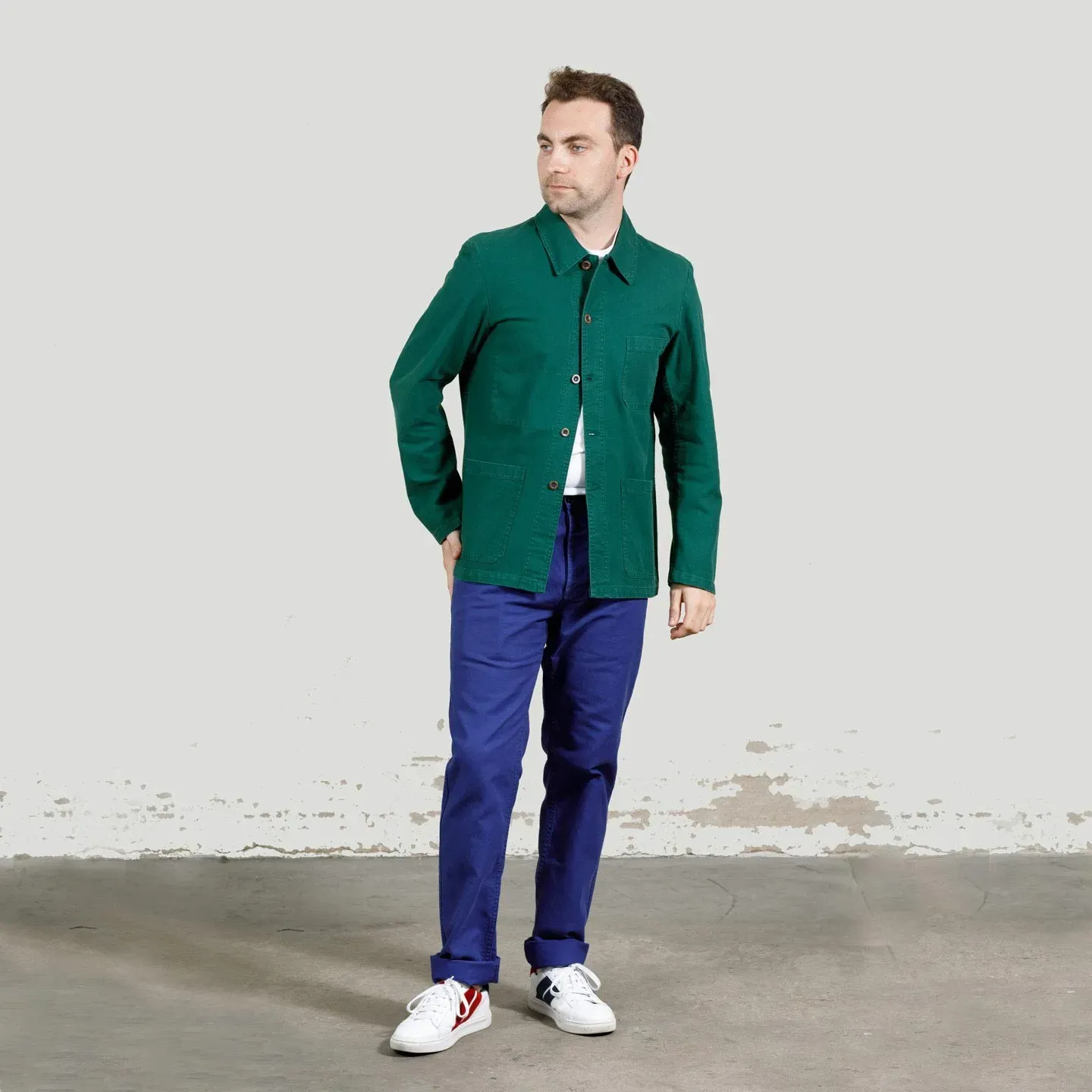 Veste de travail authentique coton bio 1G/5C - Vert Bouteille