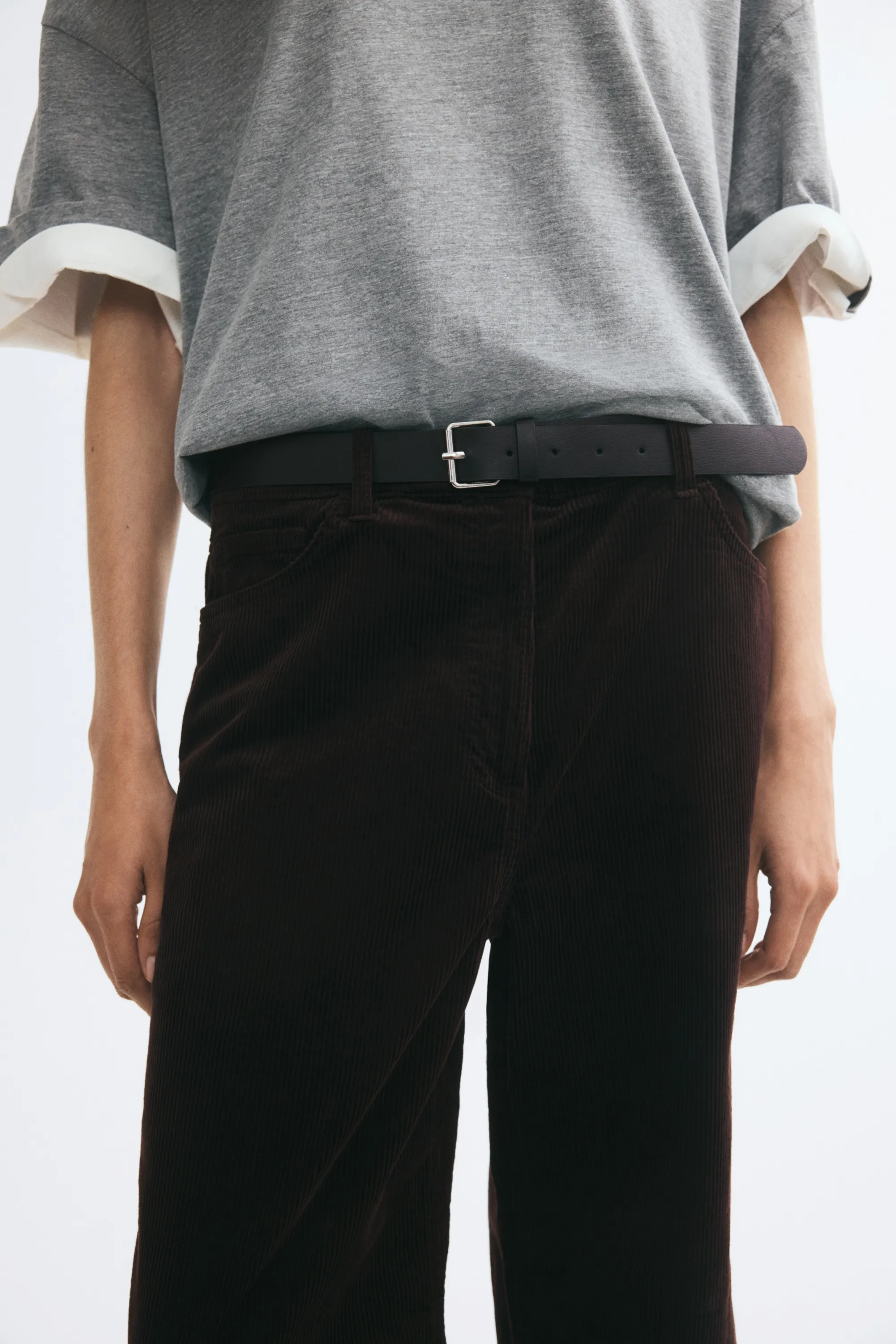 Pantalon en velours de coton côtelé - Marron foncé