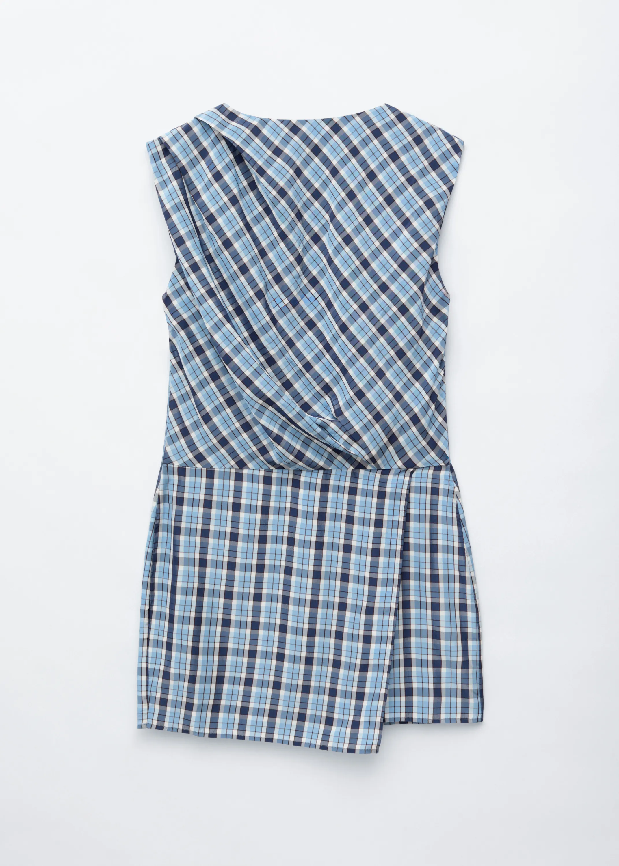 Robe courte plissée en jacquard - Bleu/À carreaux