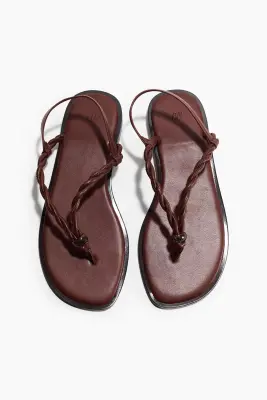 Sandales avec détails torsadés - Marron foncé — photo 3