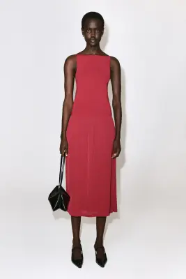 ROBE MIDI CONTRASTÉE - ROUGE — photo 1