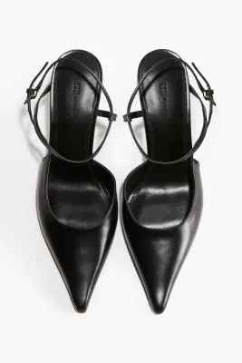 Escarpins à bout pointu en cuir - Noir — photo 1