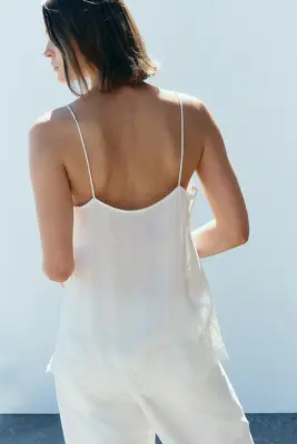 Top en viscose avec dentelle - Blanc — photo 4