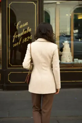 Victoire Blazer Coat - Beige fishbone — photo 3
