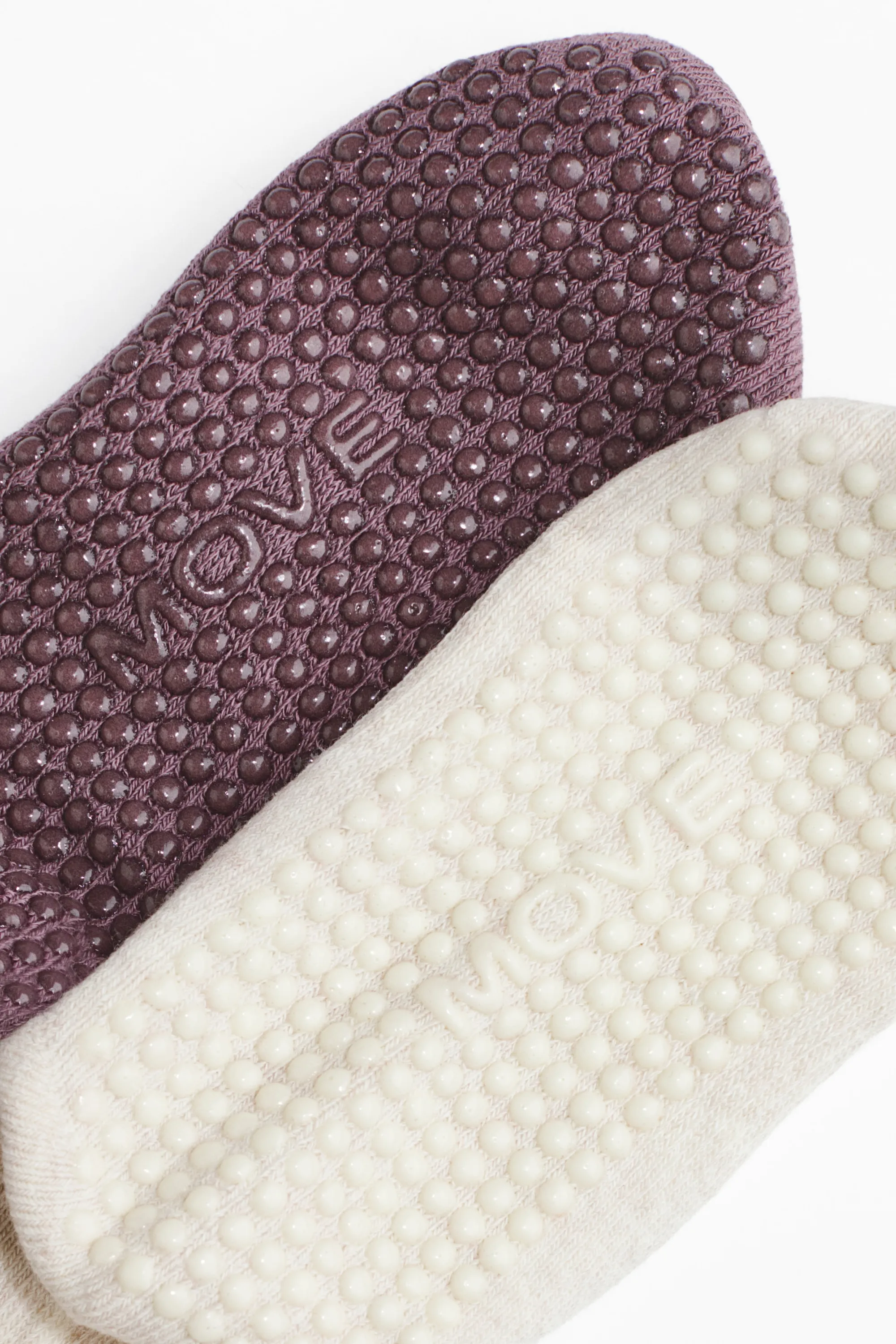 Lot de 2 paires de chaussettes antidérapantes - Violet ancien/crème