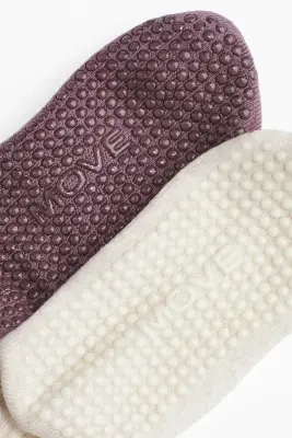 Lot de 2 paires de chaussettes antidérapantes - Violet ancien/crème — photo 1