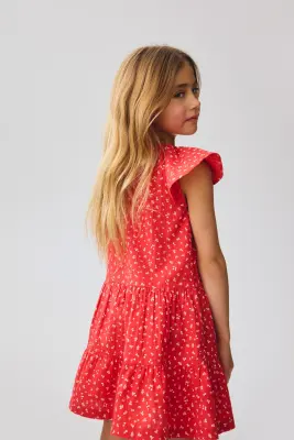 Robe à étages en seersucker - Rouge/blanc/fleuri — photo 2