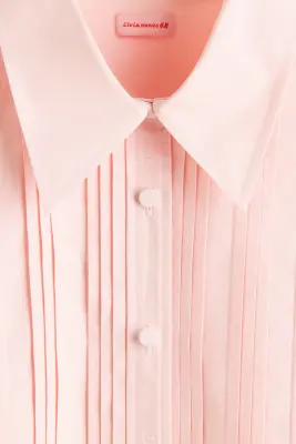 Chemise à plastron en popeline - Rose clair — photo 4