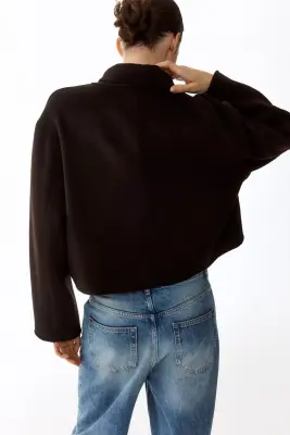 Veste faite main en laine mélangée - Marron foncé — photo 4