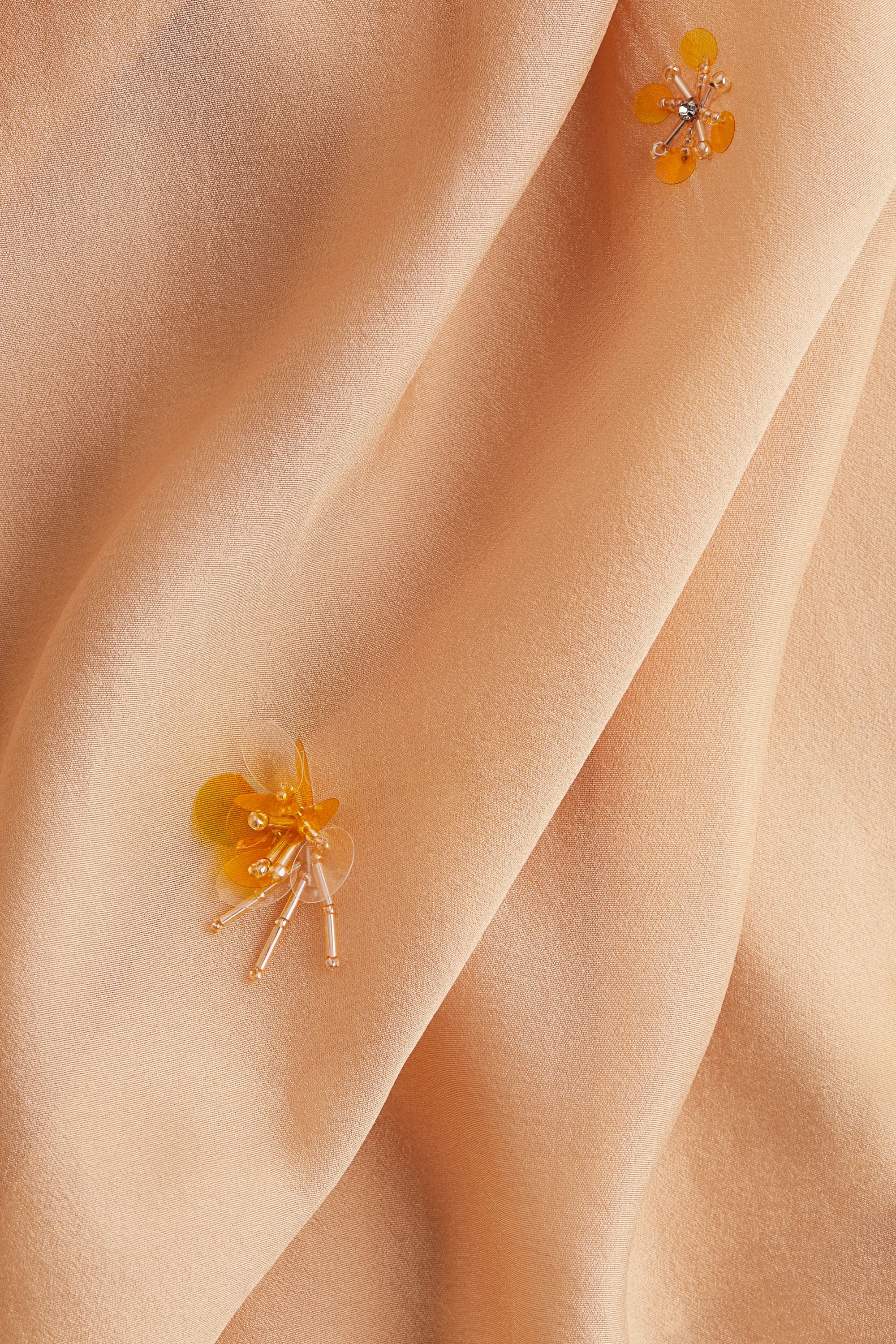 Robe vaporeuse et ornementée à bretelles fines - Beige
