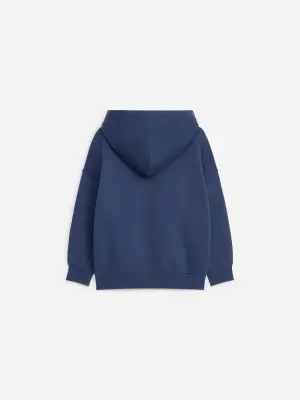 Sweat à capuche en tissu lourd - Bleu foncé/A rouge — photo 1