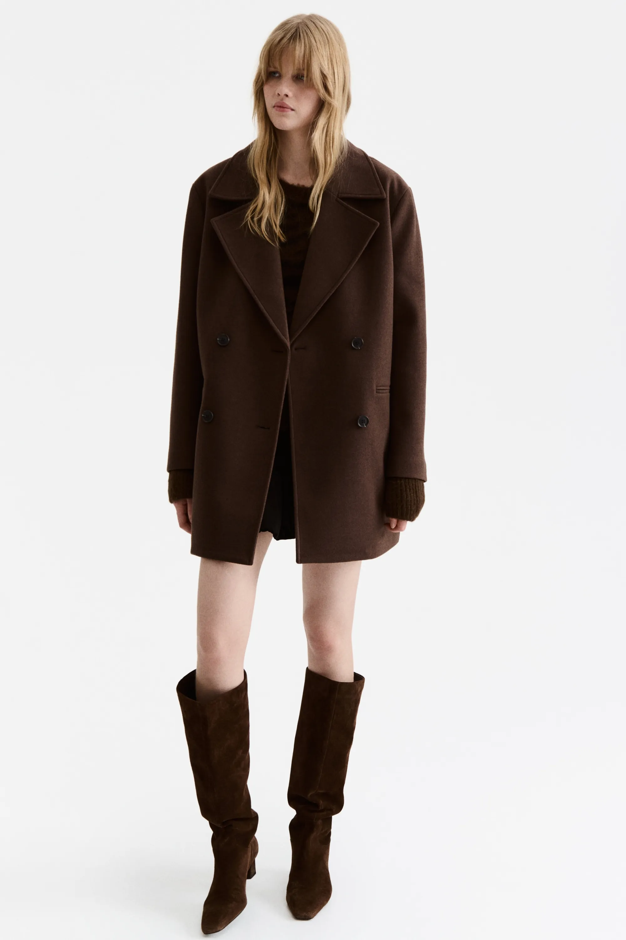 Manteau à fermeture croisée - Marron foncé