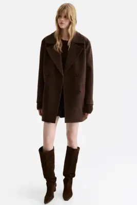 Manteau à fermeture croisée - Marron foncé — photo 1