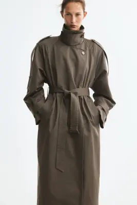 Trench-coat oversize en twill - Taupe foncé — photo 1