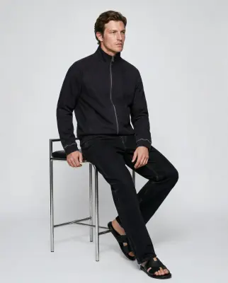 Veste Noir Col Veste Manches Longues en Coton organique / Coton — photo 5