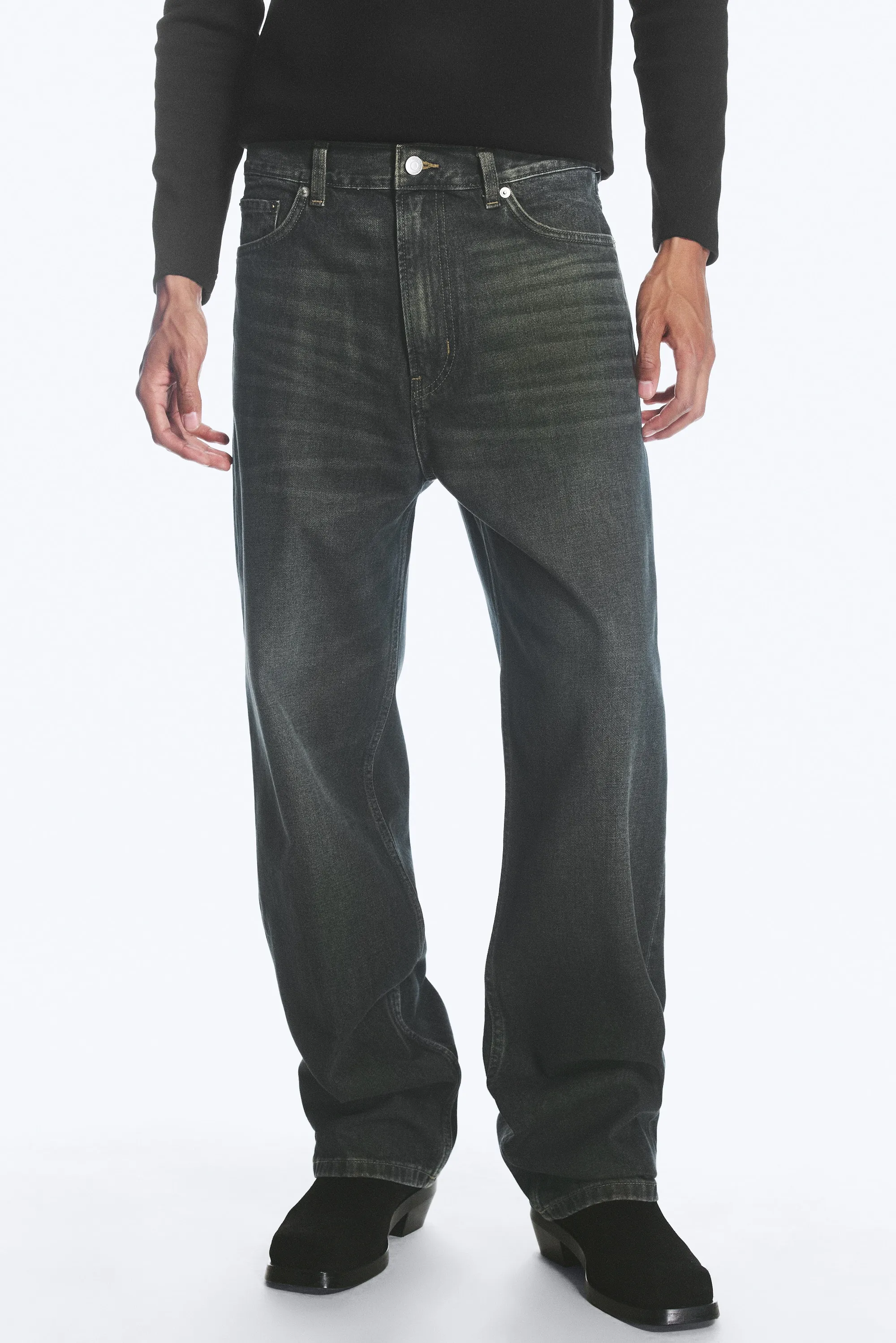 Jean droit et ample taille mi-haute Galaxy - Lobster Blue - Bleu foncé