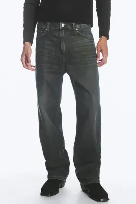 Jean droit et ample taille mi-haute Galaxy - Lobster Blue - Bleu foncé — photo 1