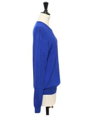 Pull col rond en cachemire et soie bleu roi Prix boutique 630€ Taille 38 à 40 — photo 5