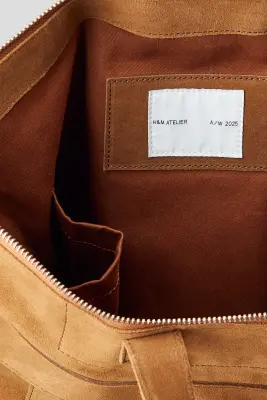 Sac en cuir velours fendu - Beige — photo 3