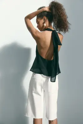 Short Bermuda en denim - Crème — photo 3