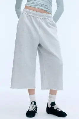 Pantalon 7/8 en éponge - Mélange gris clair poudré — photo 1