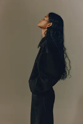 Veste en denim avec col - Noir délavé — photo 4