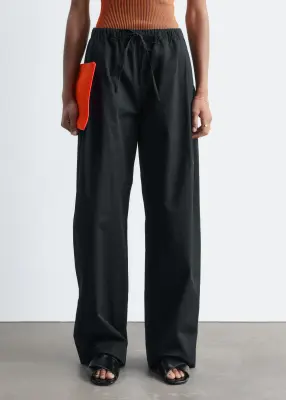Pantalon à cordon de serrage en sergé de coton - Noir — photo 5