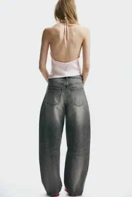 Barrel High Waist Jeans - Gris denim — photo 7