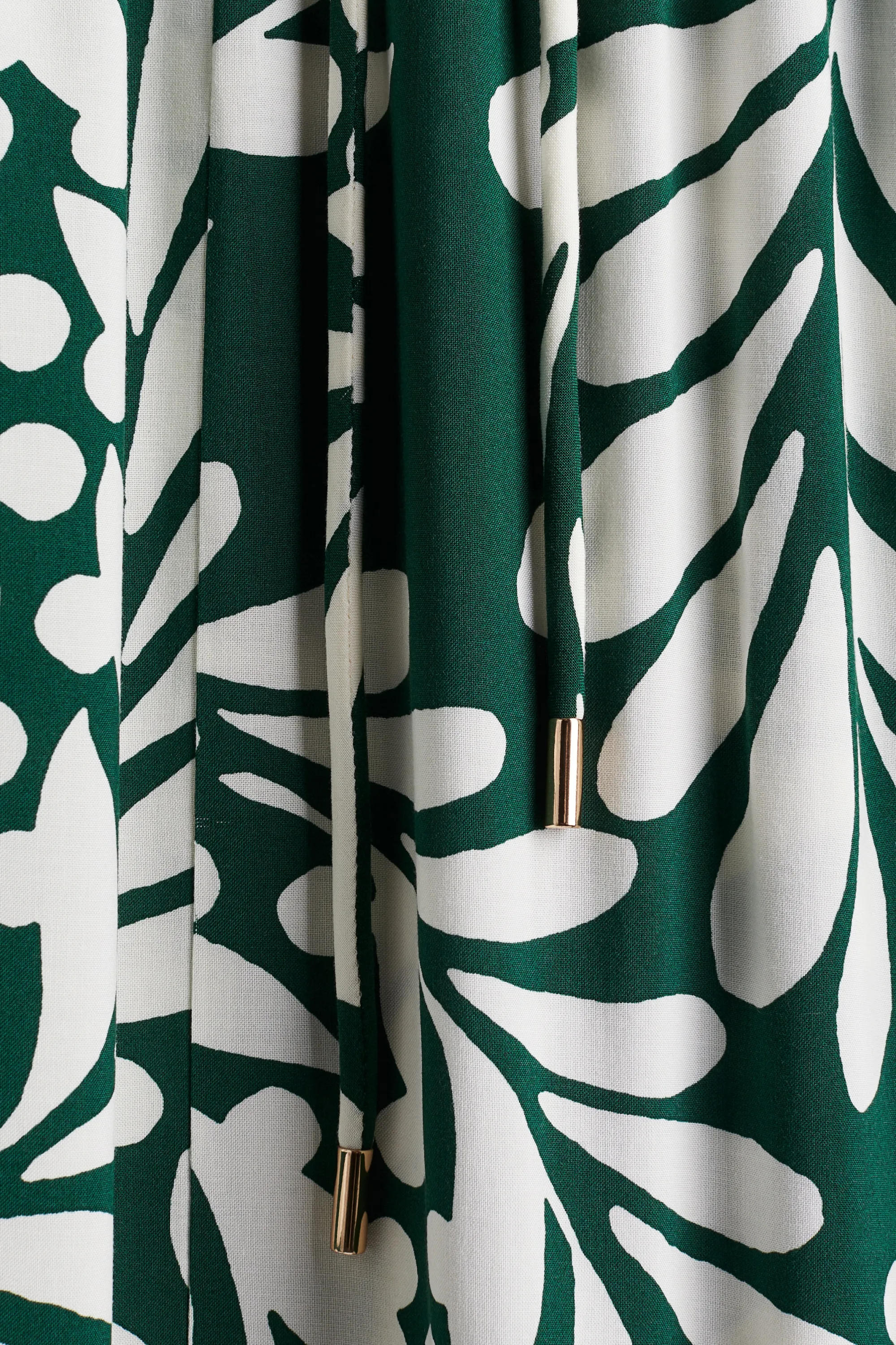 Robe longue à manches bouffantes - Vert foncé/motif