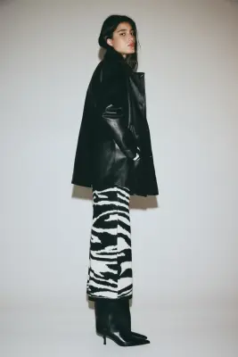 Jupe en maille jacquard - Noir/motif zébré — photo 1
