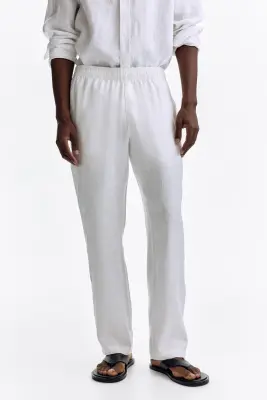 Pantalon Regular Fit en lin - Blanc — photo 2