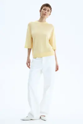 T-shirt en laine mérinos - Jaune clair — photo 2